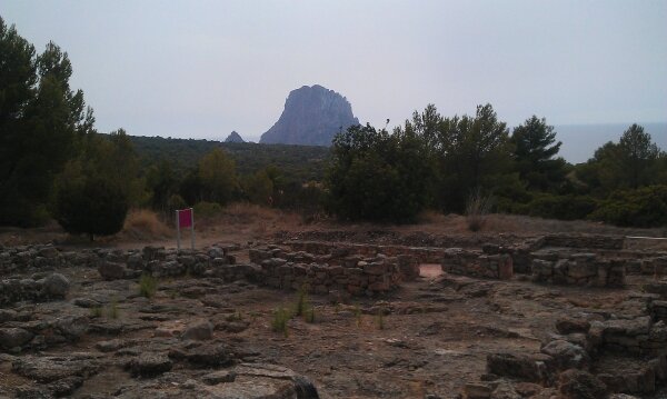 View to Es Vedra from the ruins at Ses Paises de Cala d'Hort, Ibiza